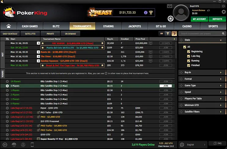 Poker King 2.0 новое турнирное лобби