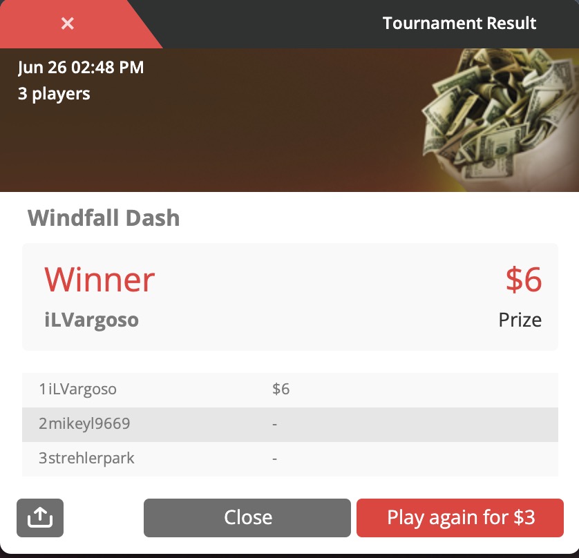 Our Windfall Tournament Result