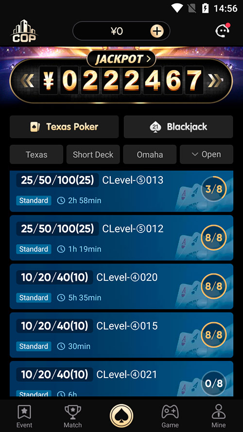 City of Poker Lobby Cash Table Es