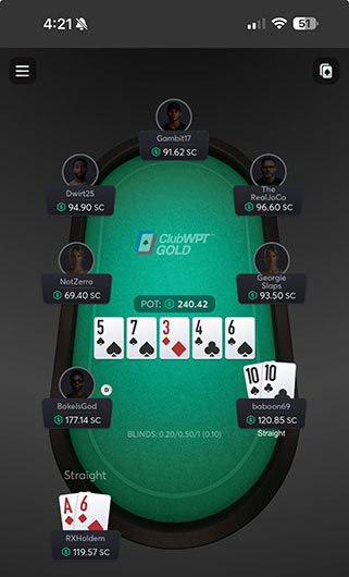 Club Wpt Gold Mobile Table