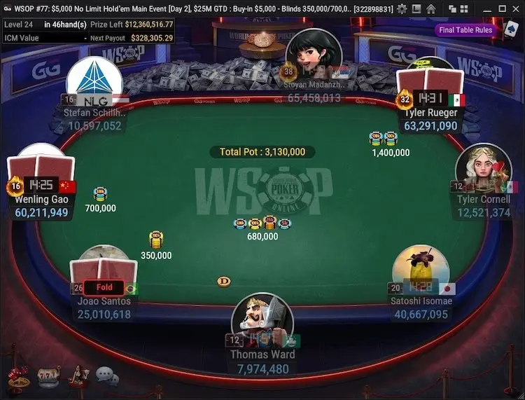 Mesa Final Evento Principal WSOP Online