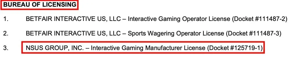 Pennsylvania Gaming Control Board Meeting Agenda with NSUS Group