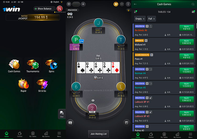 1win Poker приложение на Андроид