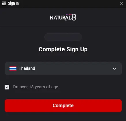Natural8 Signup Form With Thailand
