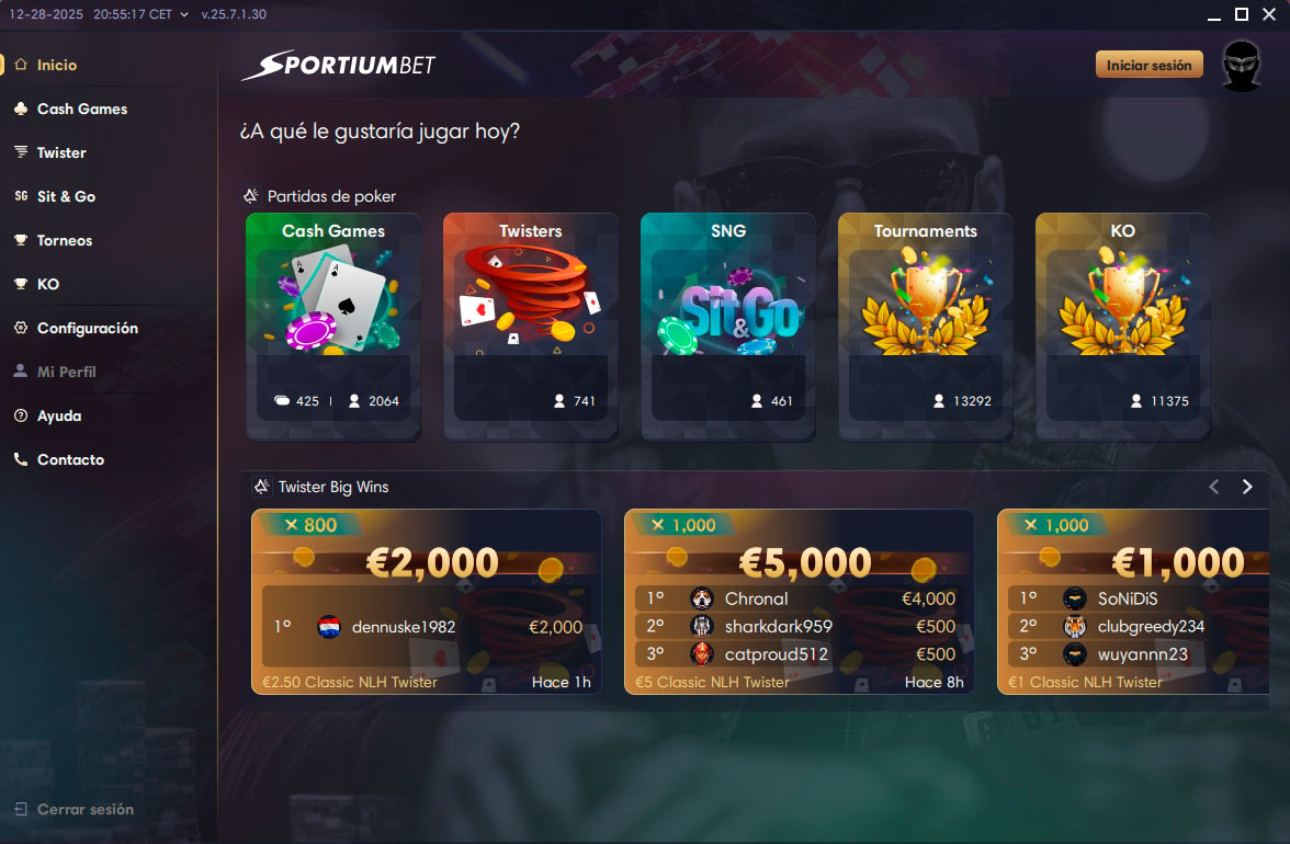 Sportiumbet Poker Main Lobby