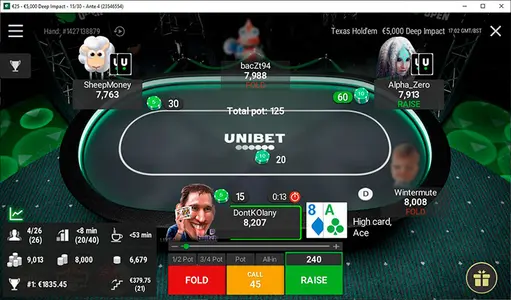 Unibet Poker Tournament Table Es