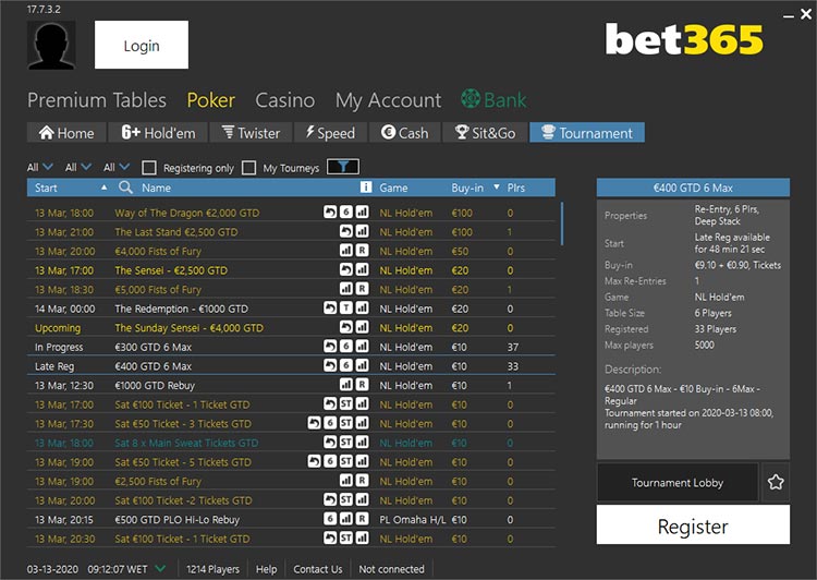 Bet365 Poker Tournaments