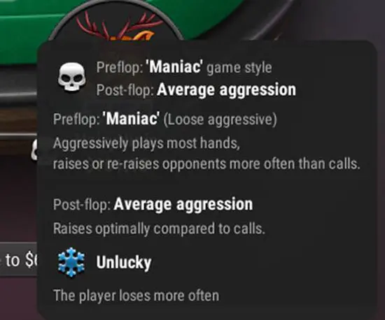 Hud Bet Online Poker всплывающее меню подсказка
