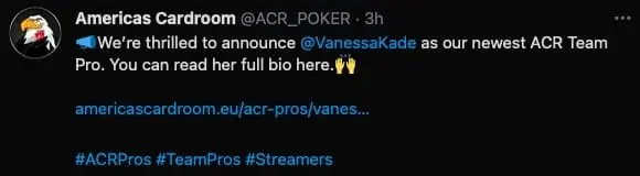 Americas Cardroom announced Vanessa Kade