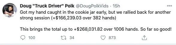 Comentario de Doug Polk en Twitter sobre el reto