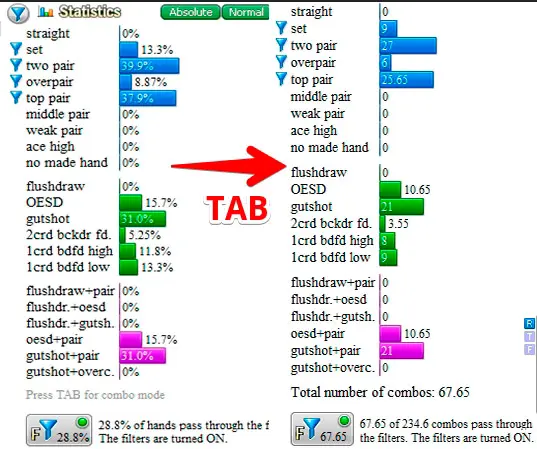 Пример переключение режимов кнопкой 'TAB'