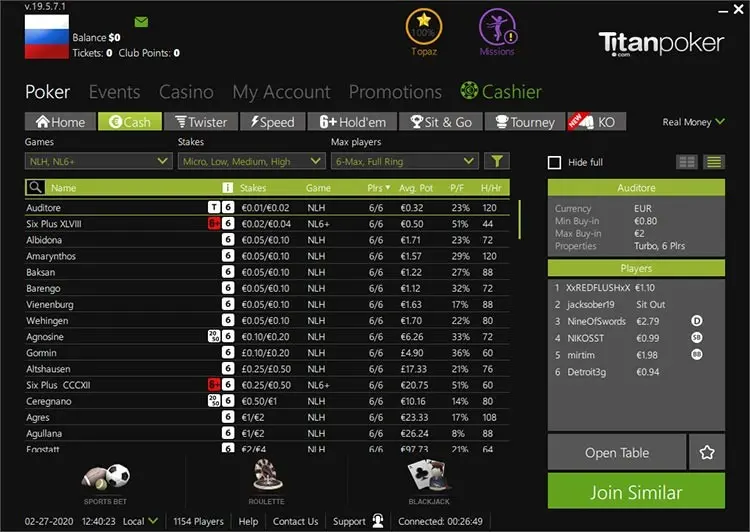 Cliente de Titan Poker