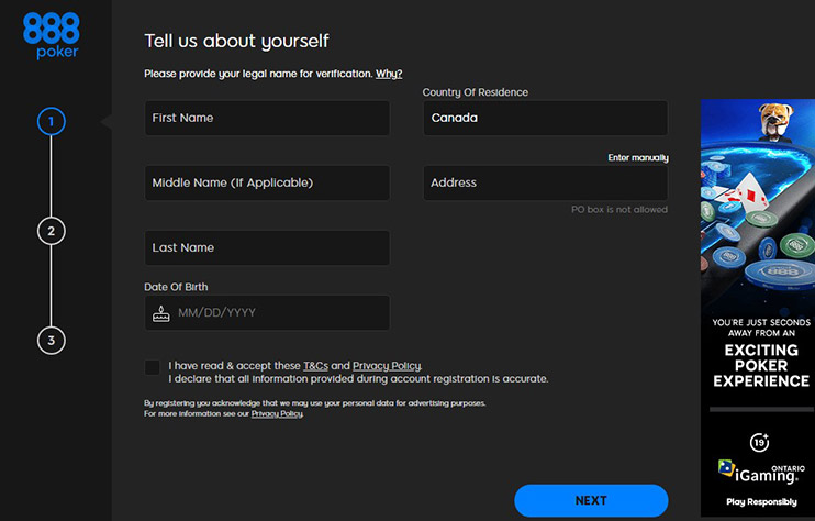 888poker Ontario Registration