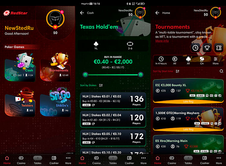 Redstar Poker Mobile App