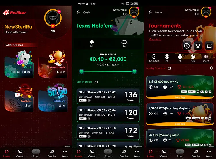Redstar Poker Mobile App
