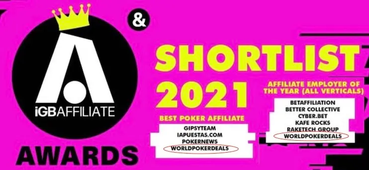 Worldpokerdeals is shortlisted for two iGB Awards 2021