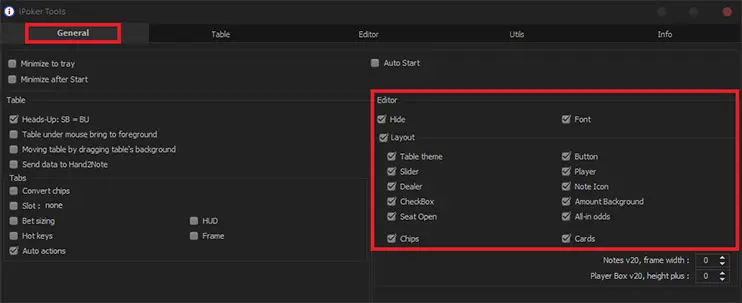 Ipoker Tools Options Layout