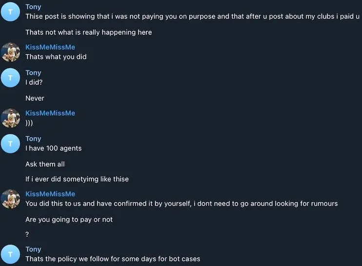 Second chat with PokerBros scammer Antonis Karis