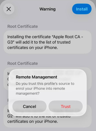 Tap Install to Begin Installing Bcpoker Client on iOS