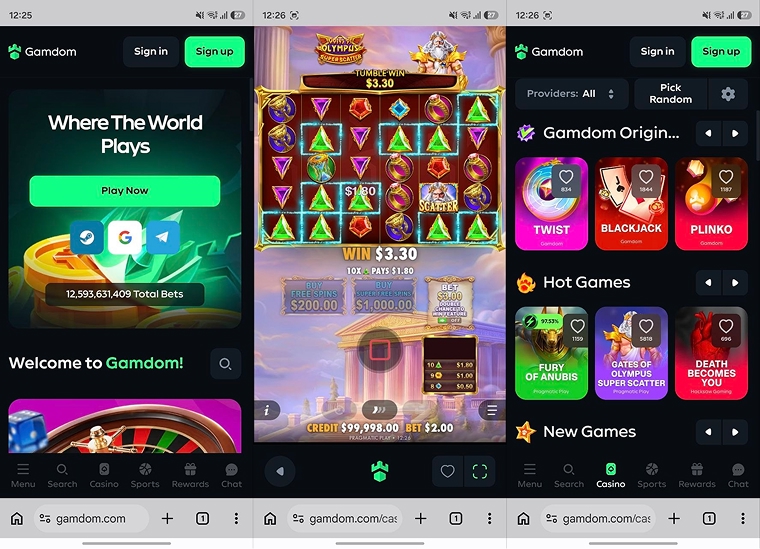 Gamdom Mobile Version