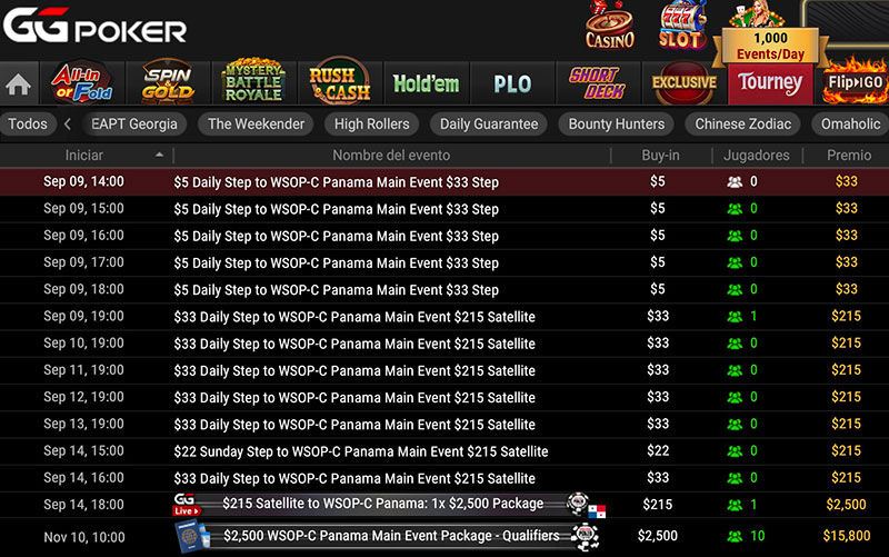 Freeroll Wsopc Panama Ggpoker Lobty