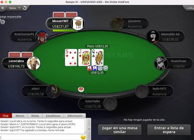 Mesa de PokerStars