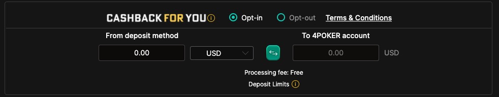 4Poker Deposit Cashback