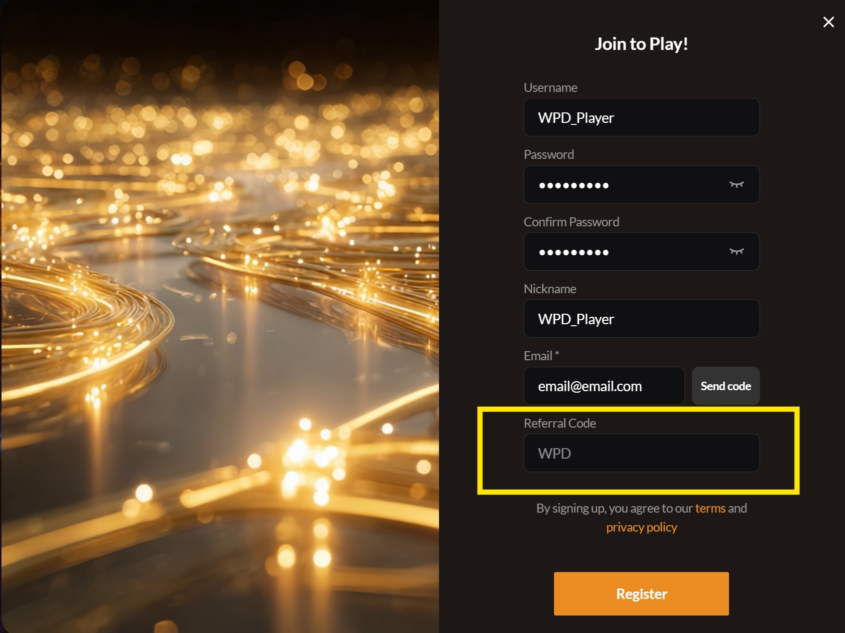 Titi Poker Registration Form With Referral Code