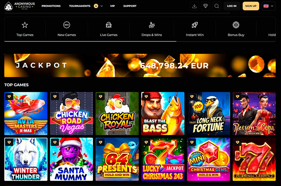 Anonymous Casino Interface and User Experience