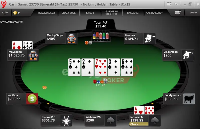 Evergame Poker 9 Max Holdem Table Ru