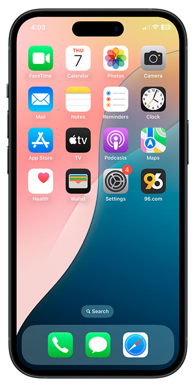 96.com icon added to the iPhone home screen