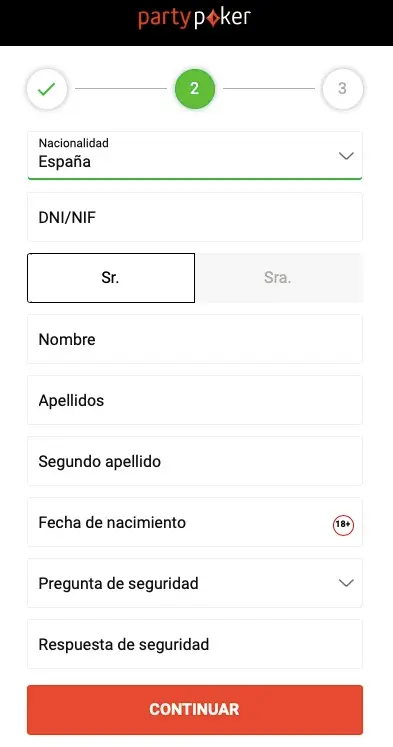 Formulario 2 PartyPokerES