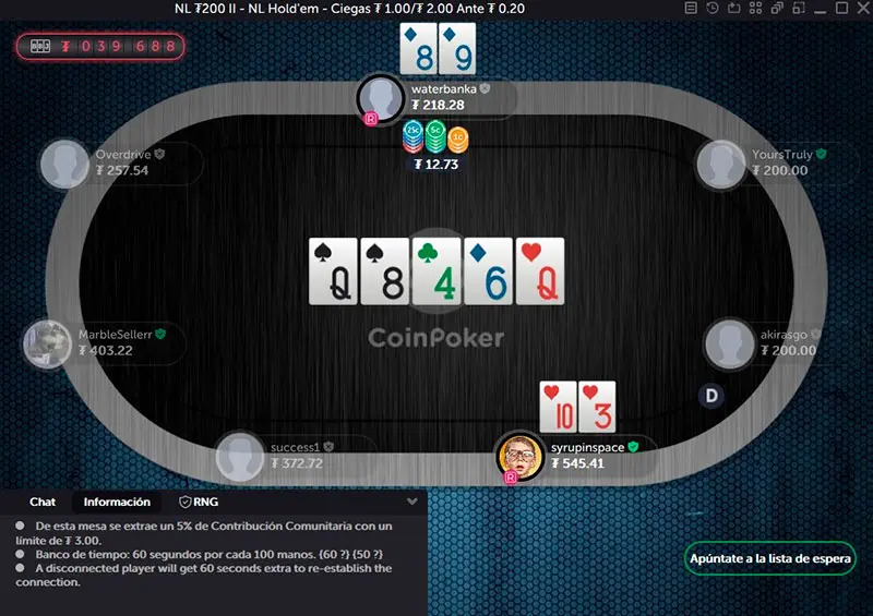 Coin Poker tabla caché