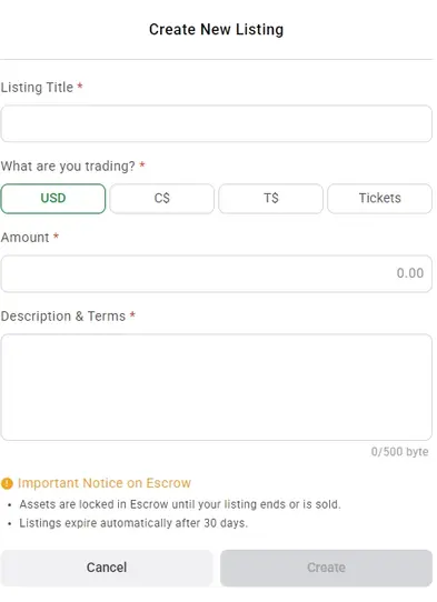Escrow Trade Ggpoker Create New Listing