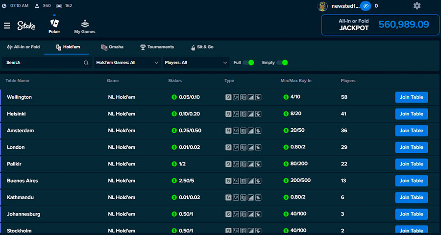 Stake Poker New Lobby