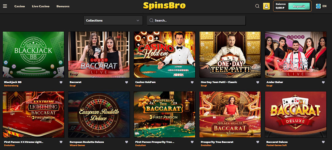 Spins Bro Casino Table Games