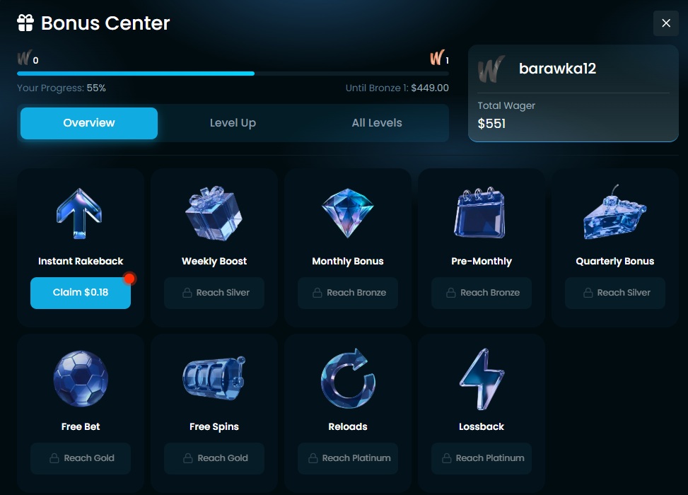 Winna Casino Rakeback Dice
