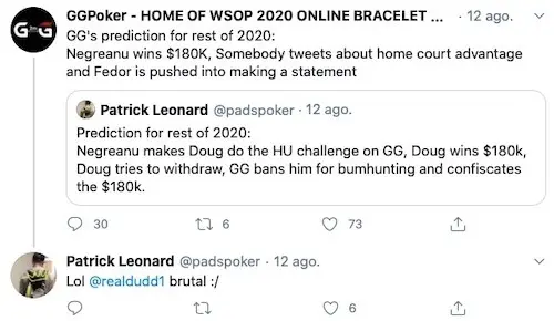 GGPoker Patrick Leonard Twitter