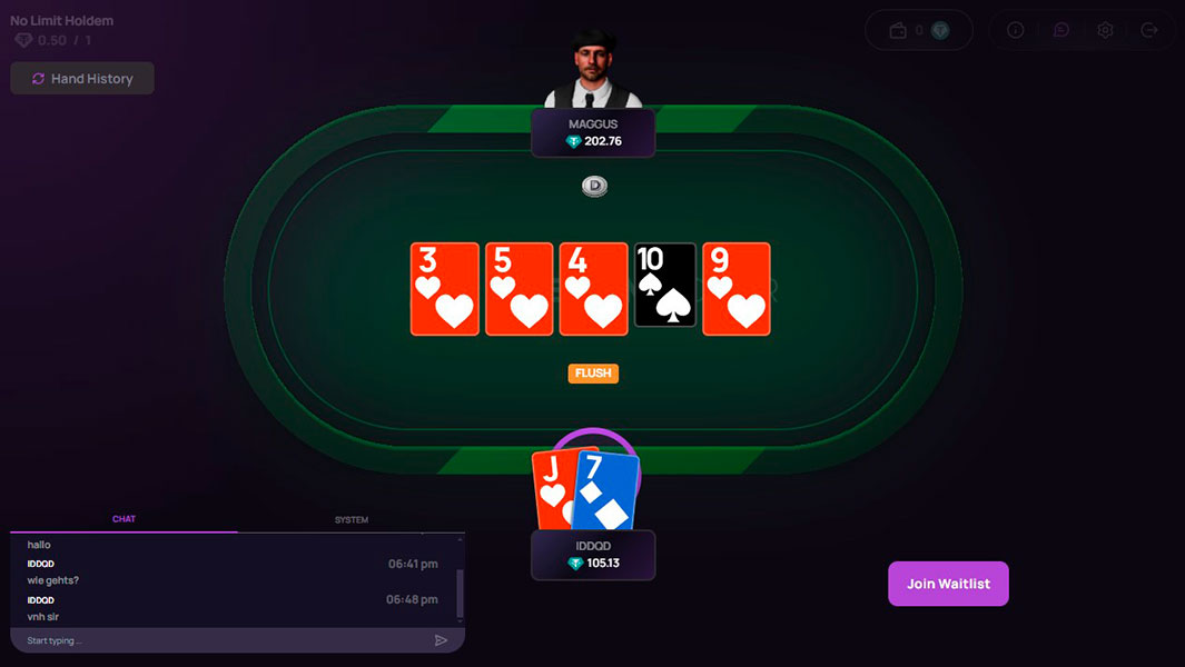 Phenom Poker HU table