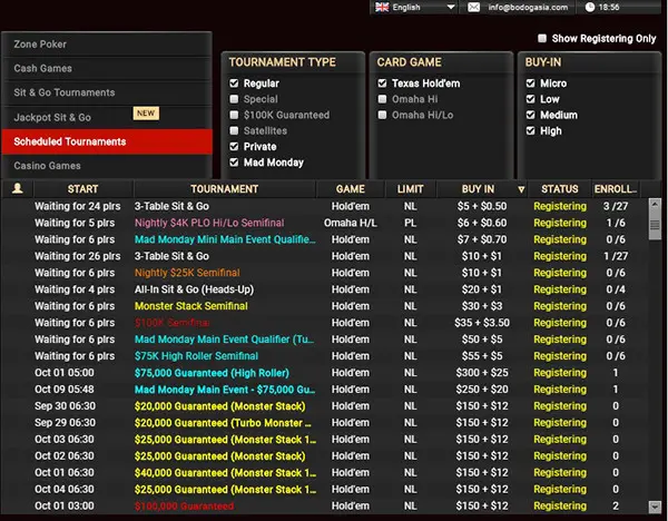 bodog88 tournaments