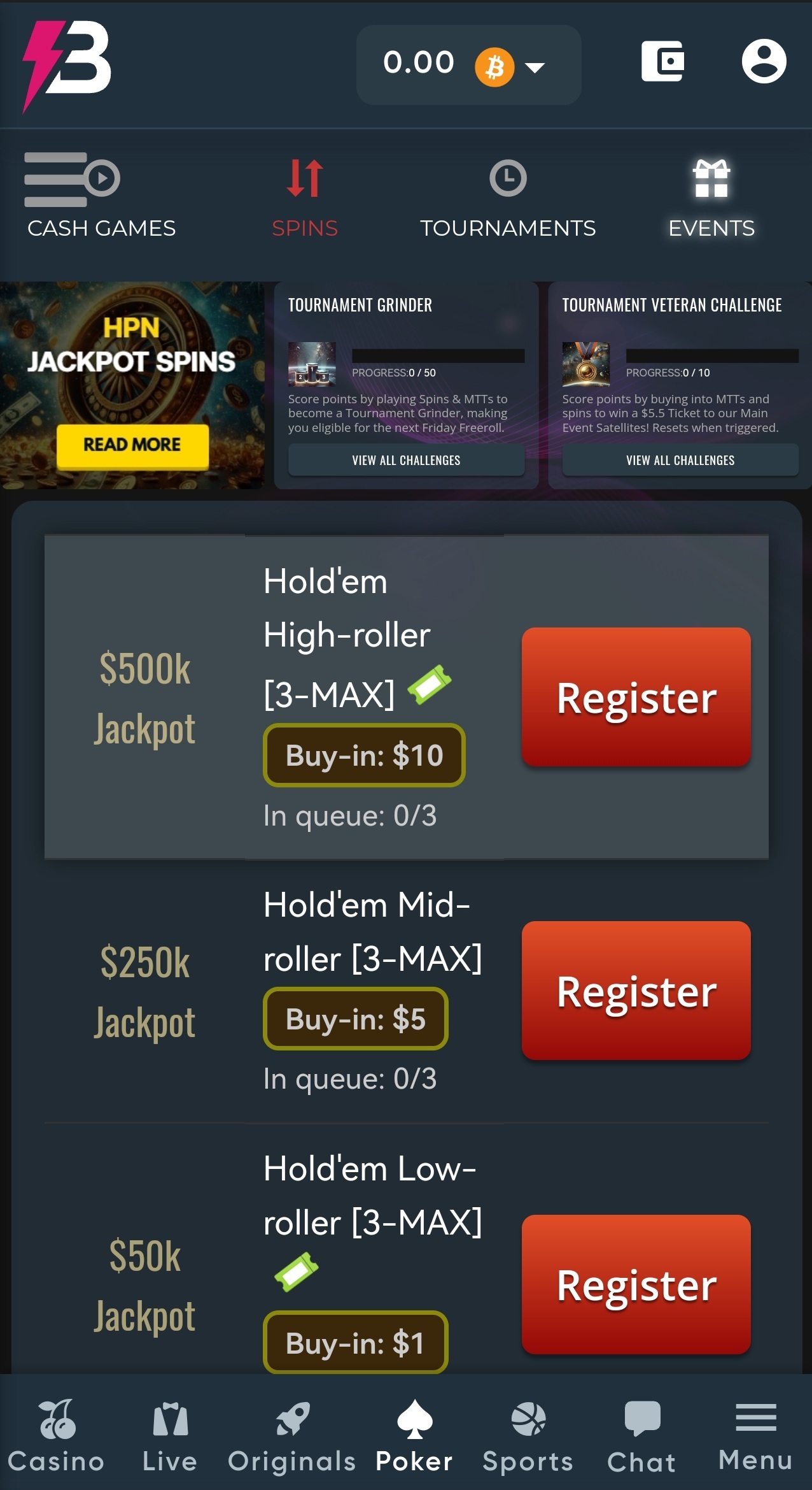 Betplay Poker Mobile Lobby