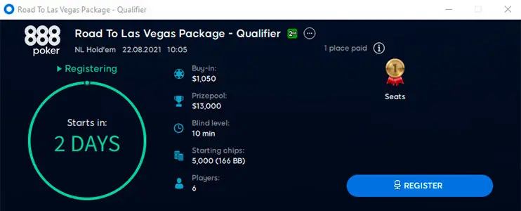 Road to Las Vegas Qualifier en 888Poker