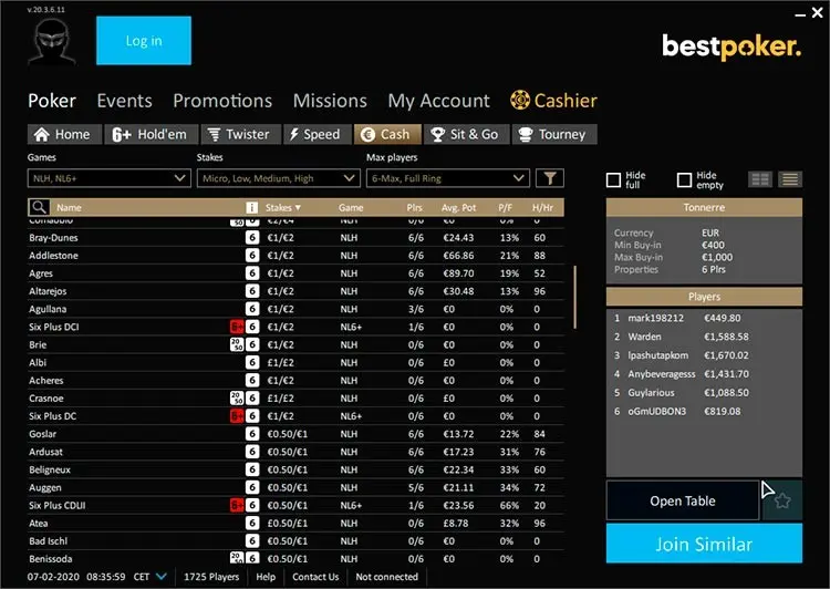 Lobby BestPoker iPoker