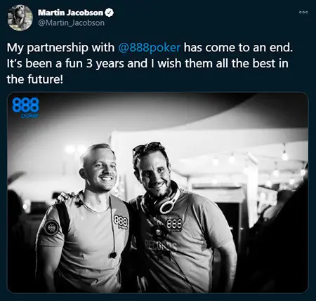 Martin Jacobson confirm his departure from 888Poker team