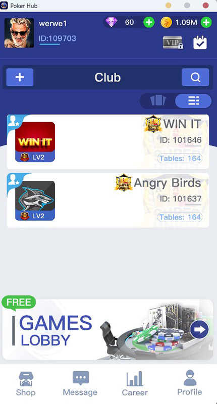 Pokerhub Club Lobby