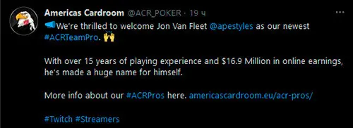 Americas Cardroom welcomes Jon Van Fleet