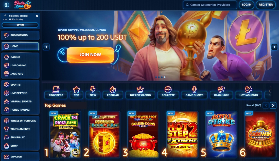 Dudespin Casino Interface Site