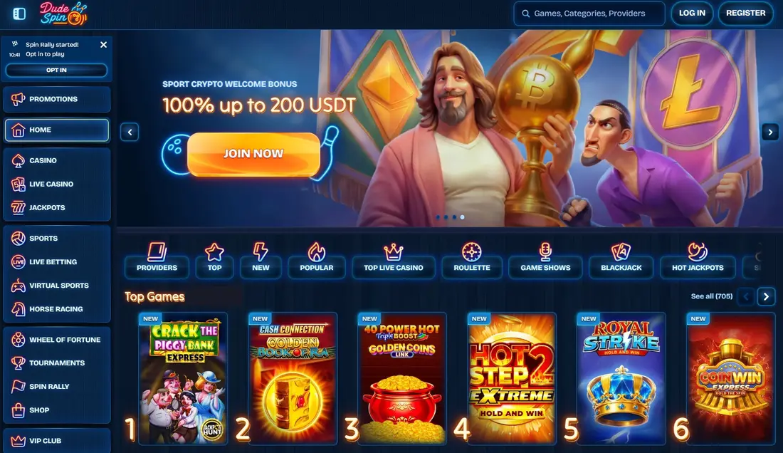 Dudespin Casino Interface Site