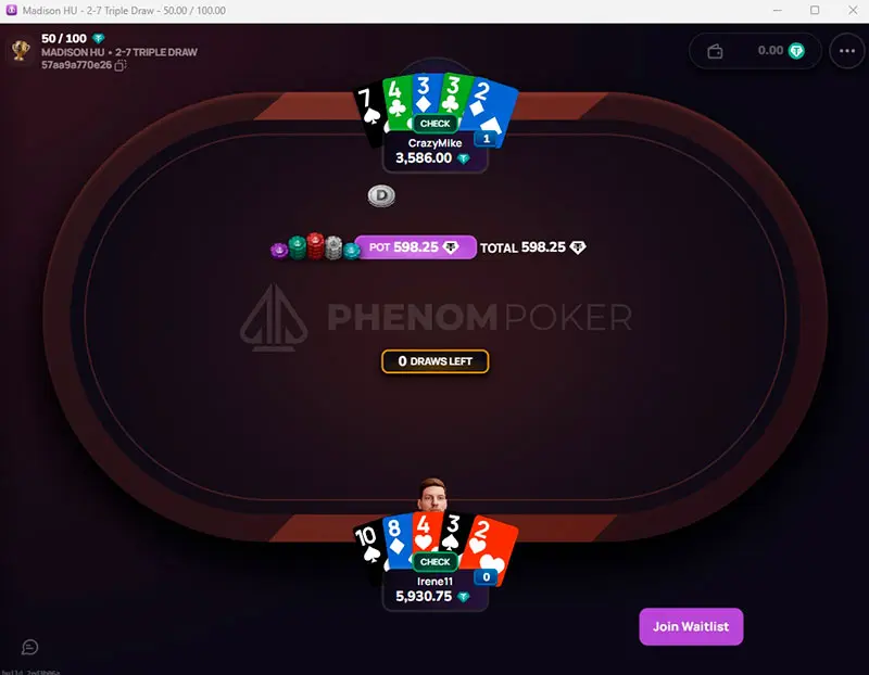 Phenom Poker Triple Draw 50/100