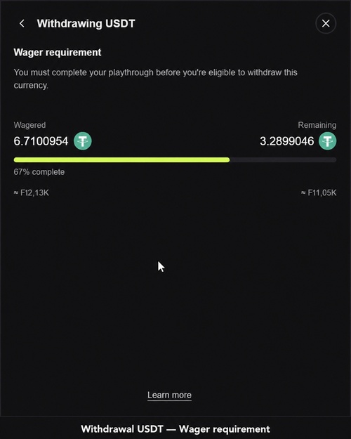 Withdrawal Usdt Wager Requirement